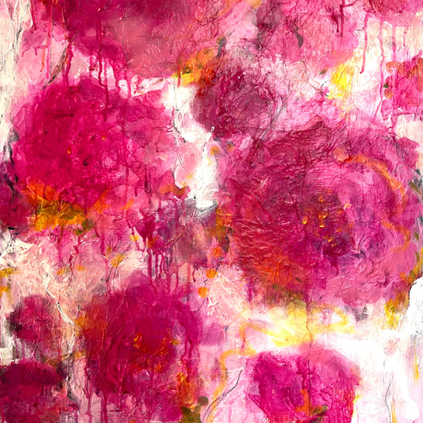 You Make Me Blush abstract botanical floral painting by Cassandra Gaisford