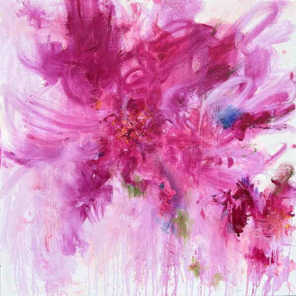 ‘Shall We Dance ‘Abstract botanical painting by award-winning artist Cassandra Gaisford.